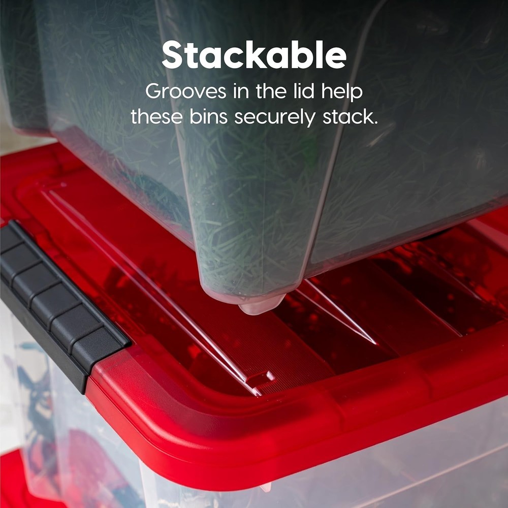 19 Qt. Stackable Plastic Storage Bins W/ Lids 4 Pack BPA-Free See-Through