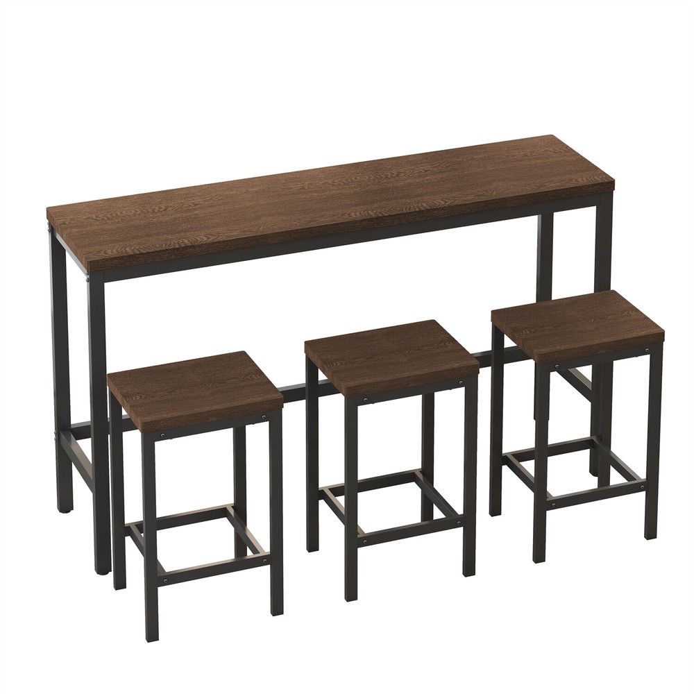 4 Piece Dining Table Set Table with 3 Stools Kitchen Breakfast Furniture