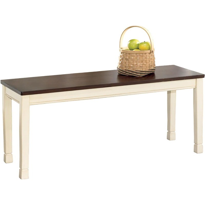 Whitesburg Cottage Rectangular Dining Bench, Brown & Antique White