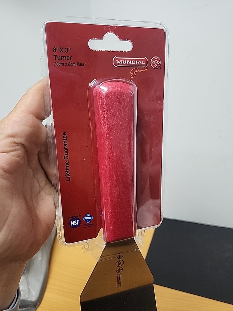 Mundial R5683 Red Handle 8 x 3" Solid Turner"