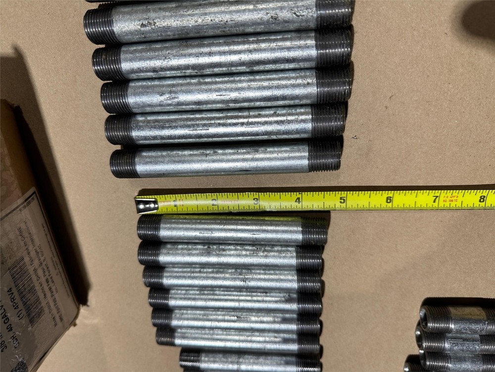 66x Pack Pipe Nipple Assorted Galvanized Steel 3/8" Dual Thread Multiple Sizes