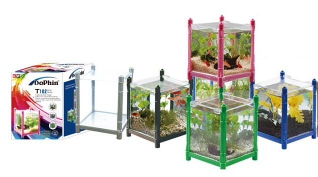 Dophin Mini Stackable Betta Tank with Lid - Plastic 0.9L / 0.2G