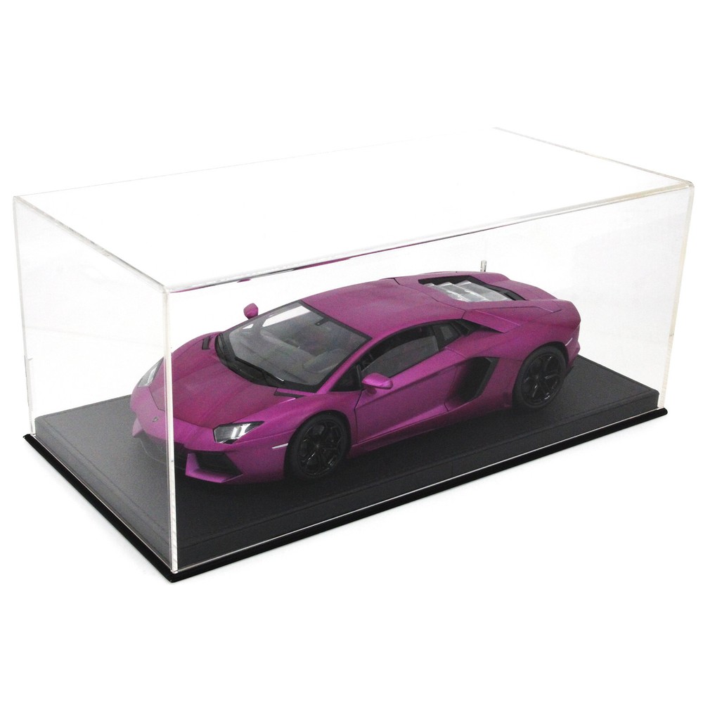 1:18 Acrylic Diecast Model Car Display Case Black Leather Base