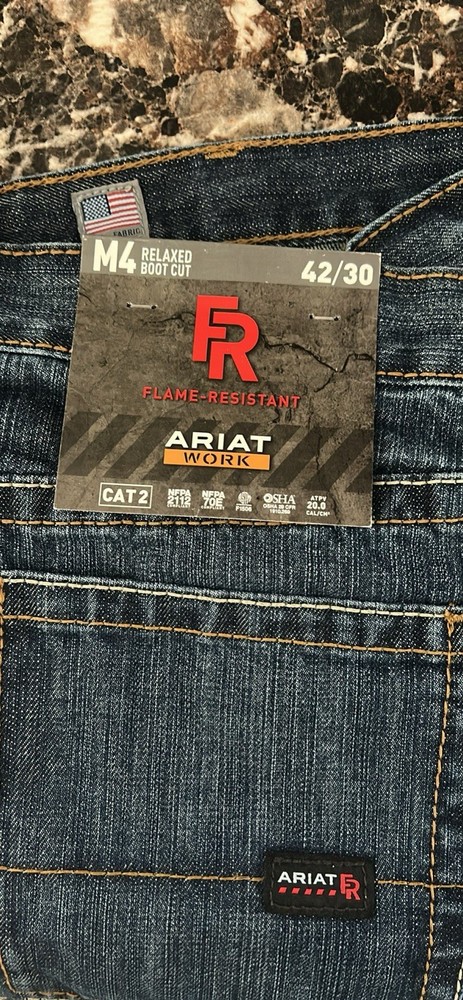 Ariat M4 Flame Resistant Boot Cut Work Pants Blue Men's Size 42/30