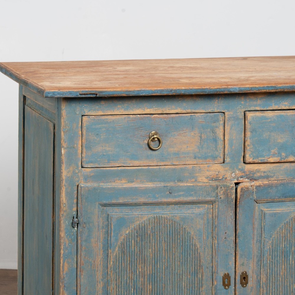 Early 19th Century Original Blue Painted Swedish Pine Sideboard