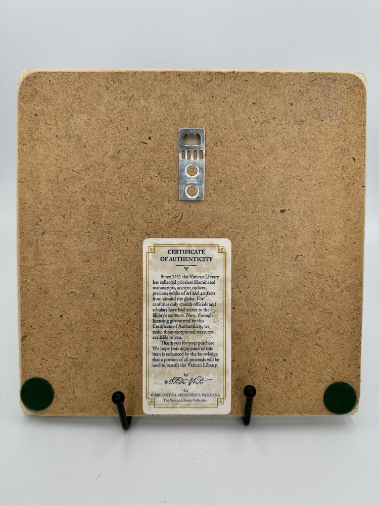 Vatican Library Illuminated Manuscript Letter I Stone Tile Plaque Medieval Decor