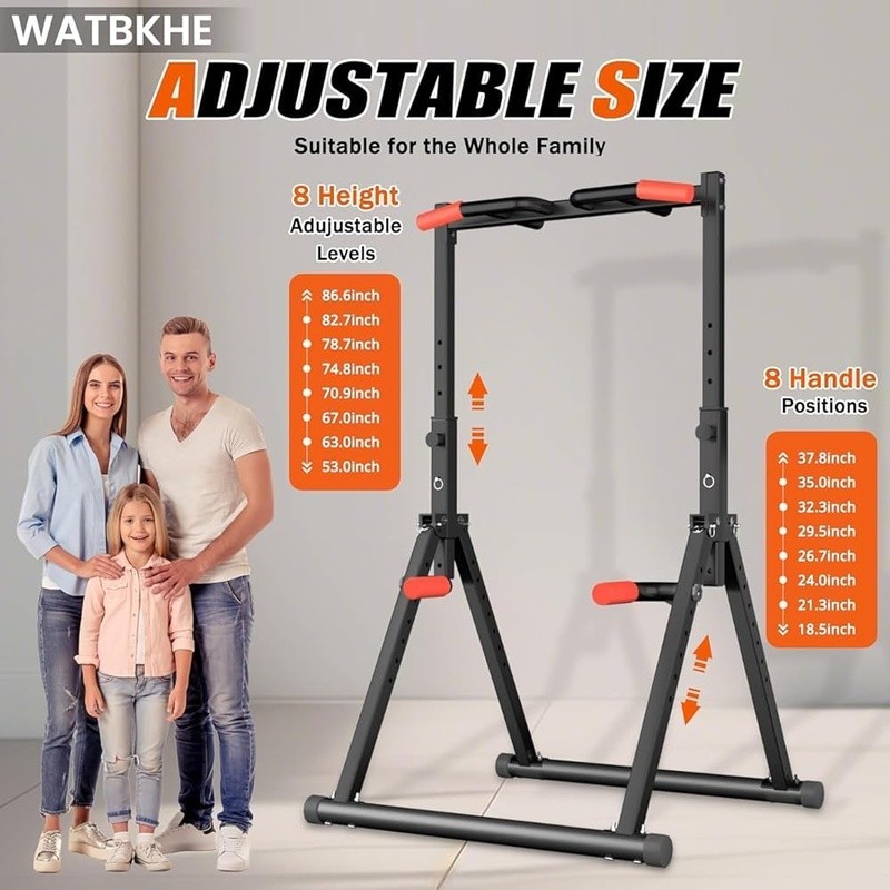 Adjustable Heavy Duty Pull Up Bar Station Foldable Dip Exercise Equipment New