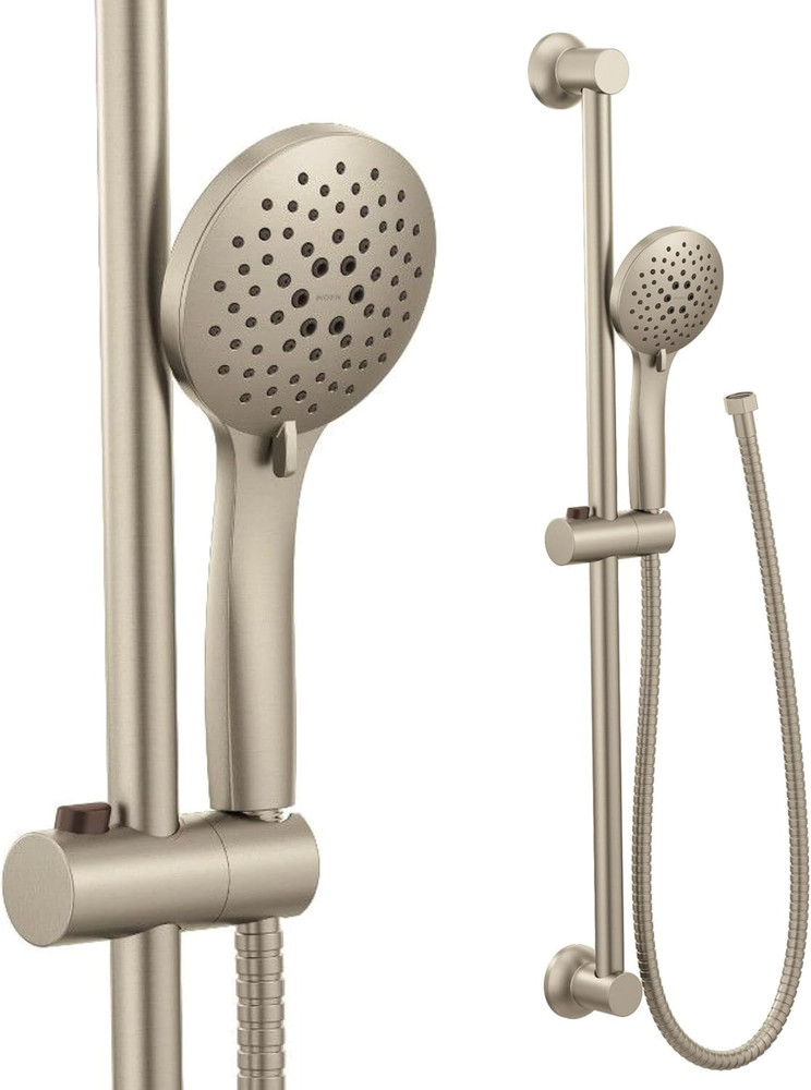 Brushed Nickel Eco-Performance 5-Function Handheld Removable Shower Head, Adjust