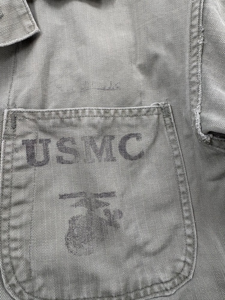 Korean War USMC HBT Jacket Named Stencil Corporal Chevrons with Hat