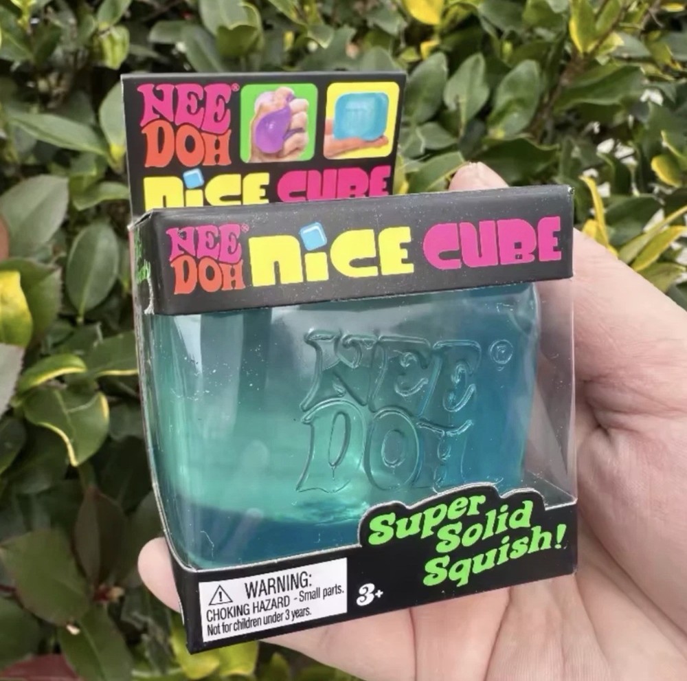 Nee Doh Nice Cubes Ice Cube Toy Fidget Super Solid Squish Blue