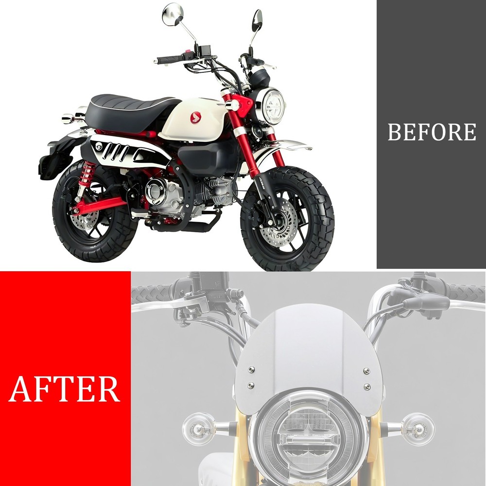 For HONDA MONKEY 125 2018-2025 Front Visor Aluminum Windshield SILVER