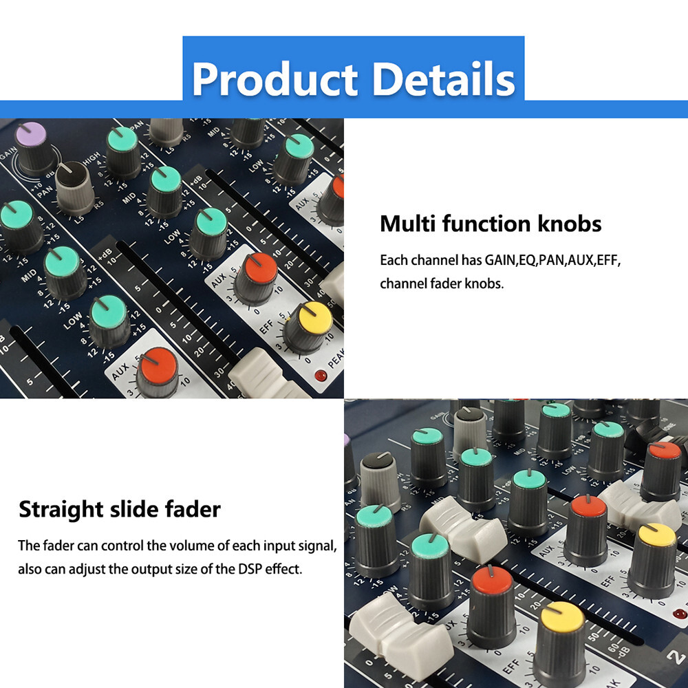 4CH Audio Mixer DSP Console Echo Effect Processor USB Interface Mixing System