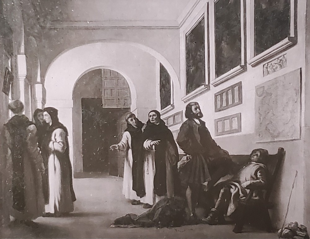 Christopher Columbus At Monastery, Eugène Delacroix, Magic Lantern Glass Slide