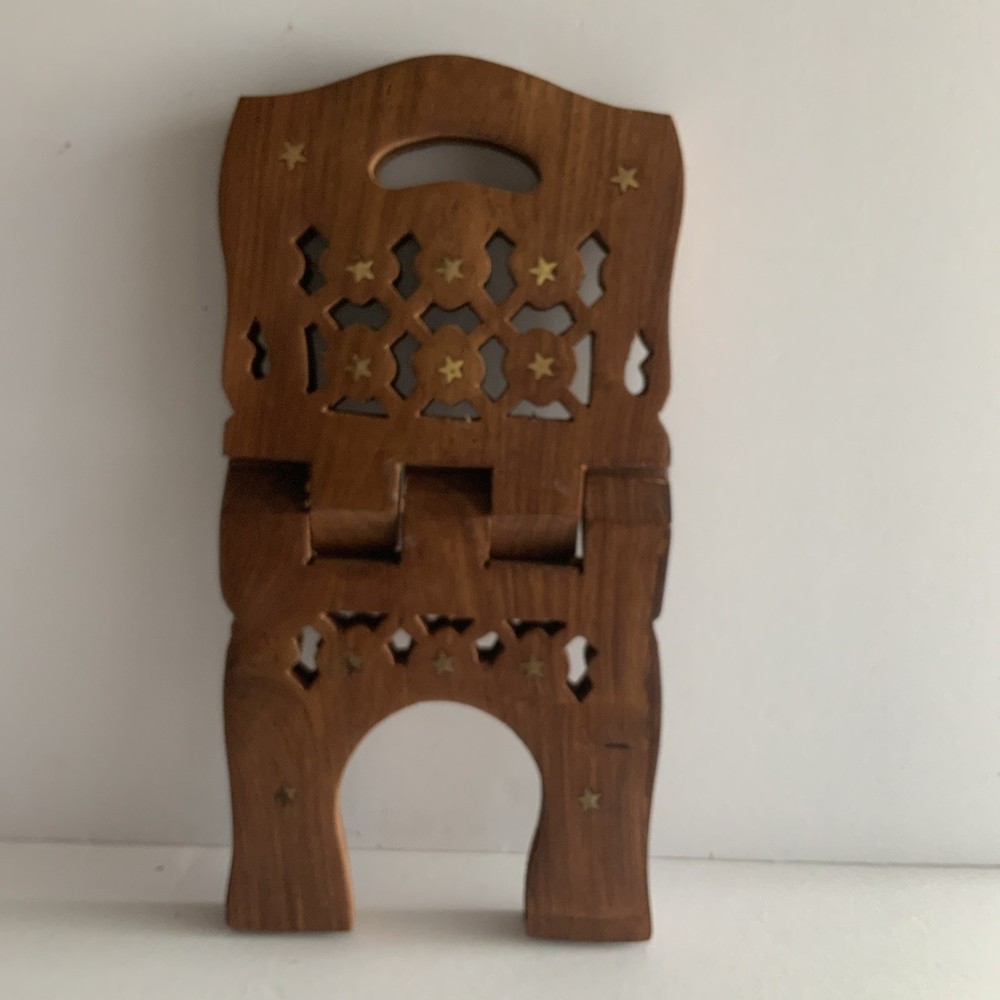 Wood Hand Craved Folding Hinged Book Stand