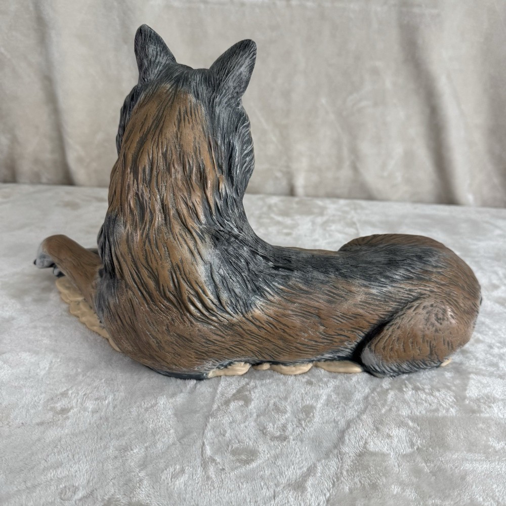 Hand-Painted Ceramic Mold Wolf Laying Down