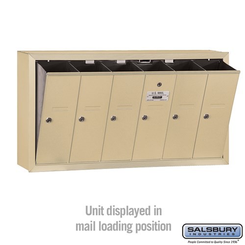 Salsbury Vertical Mailbox - 6 Doors - Sandstone - Surface Mounted - USPS Access