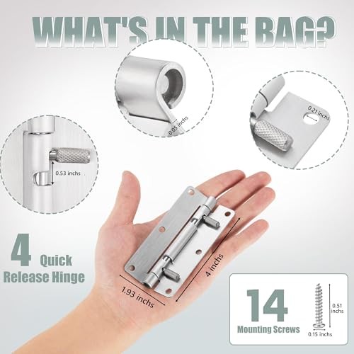 Quick Release Hinge, Stainless Steel 304, Detachable, Spring Release 4 Inch 2