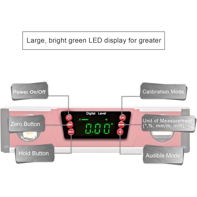 Digital Level Magnetic Inclinometer Protractor W/ LED Display Audio Indicator US