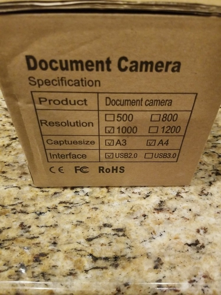 Document Camera Scanner Visual Presenter w/ Mat, LED Light, Microphone Portable