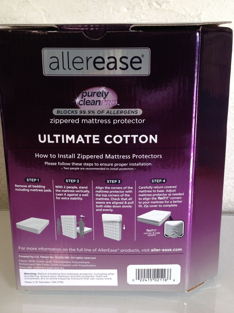 Allerease Ultimate Cotton Zippered Mattress & Pillow Protector, King White