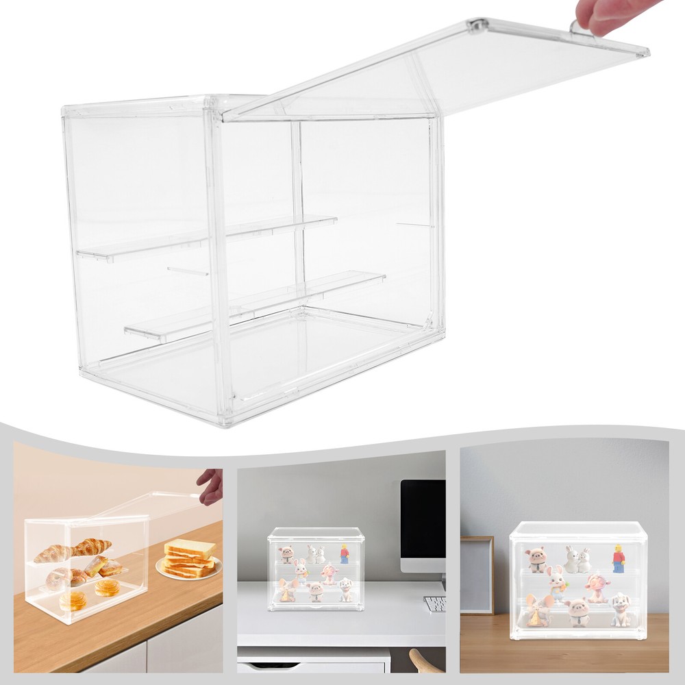Step-layering Clear Display Case PET Tabletop Storage Box Figurines Display Box