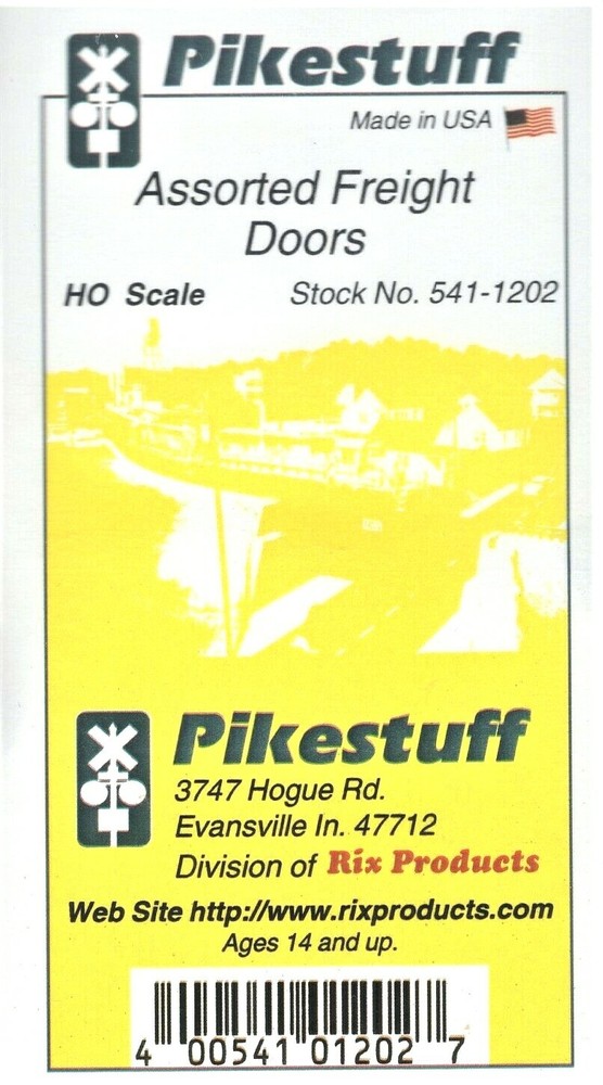 HO Scale Pikestuff 541-1202 Assorted White Freight Doors pkg (6)