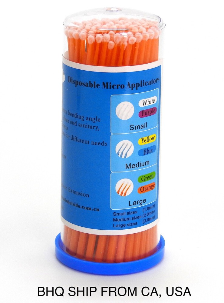 100 Pack Eyelash Extensions Disposable Micro Brushes (Orange)