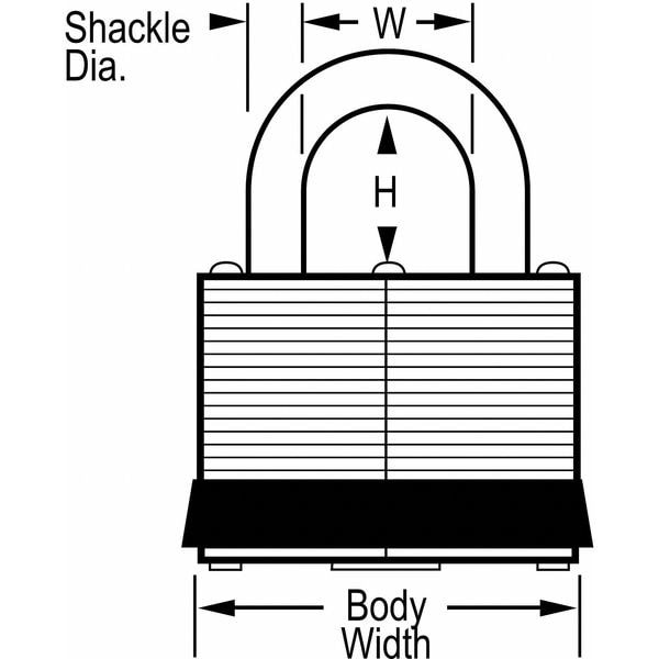 Master Lock 5N Padlock, Keyed Different, Standard Shackle, Rectangular Steel