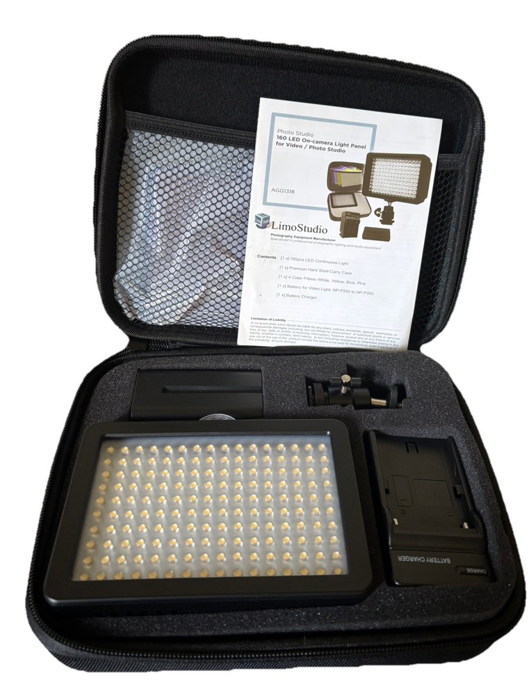 LimoStudio 160 LED Continuous On-camera Light Panel for Video/Photo Studio Kit
