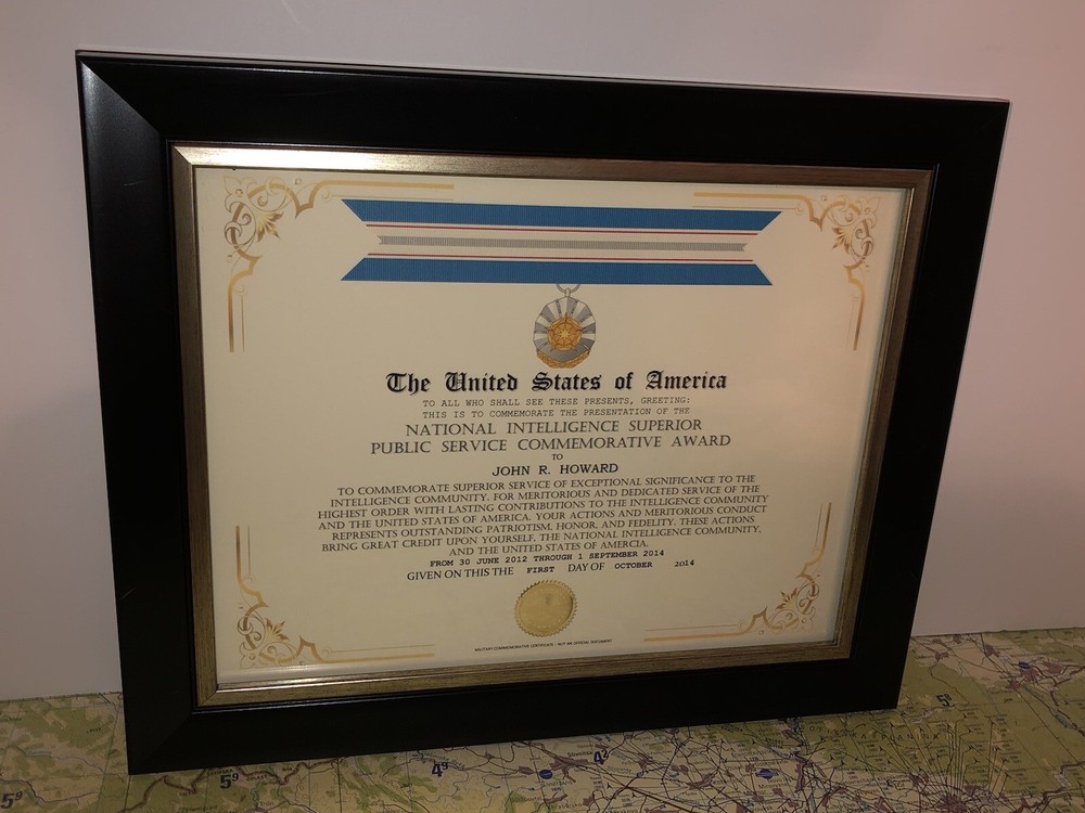 NATIONAL INTELLIGENCE SUPERIOR PUBLIC SERVICE COMMEMORATIVE CERTIFICATE Type-1