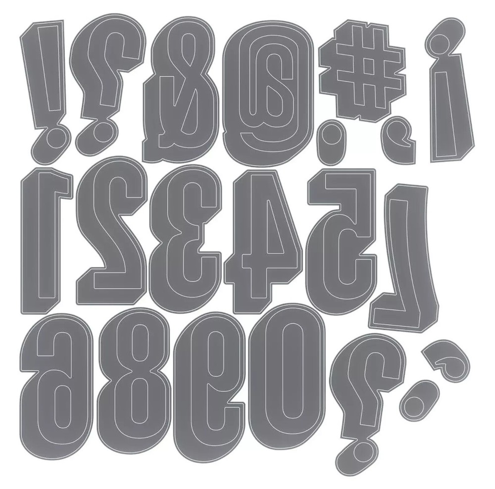 Sizzix Thinlits Tim Holtz Alphanumeric Shadow Numbers Cutting Dies 664808 New