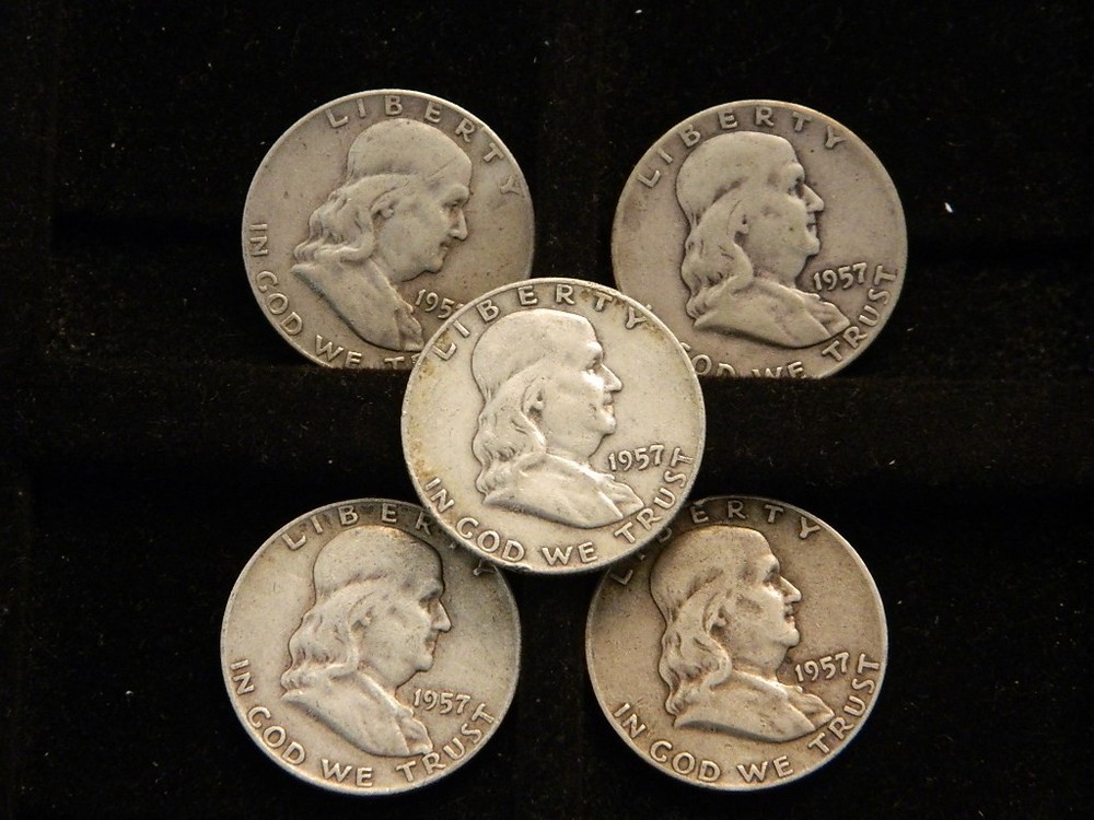 20 - 1950's Mixed Dates 90% Silver Franklin Half Dollar