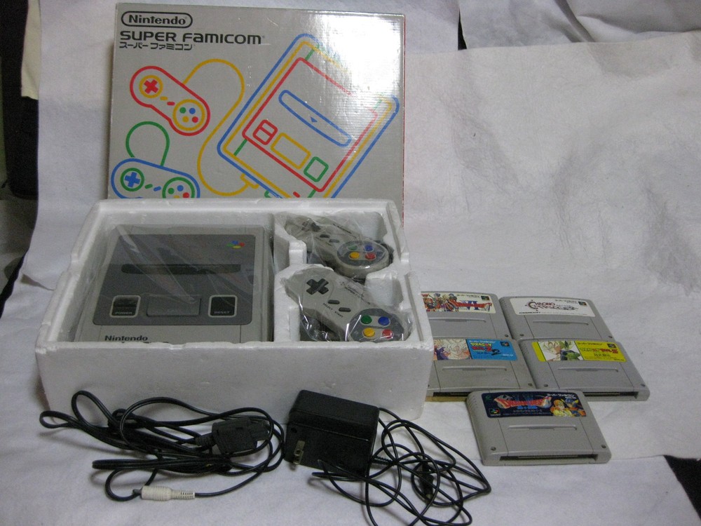 complete! 5Games+Nintendo Super Famicom Console System Boxed  Ship Free!