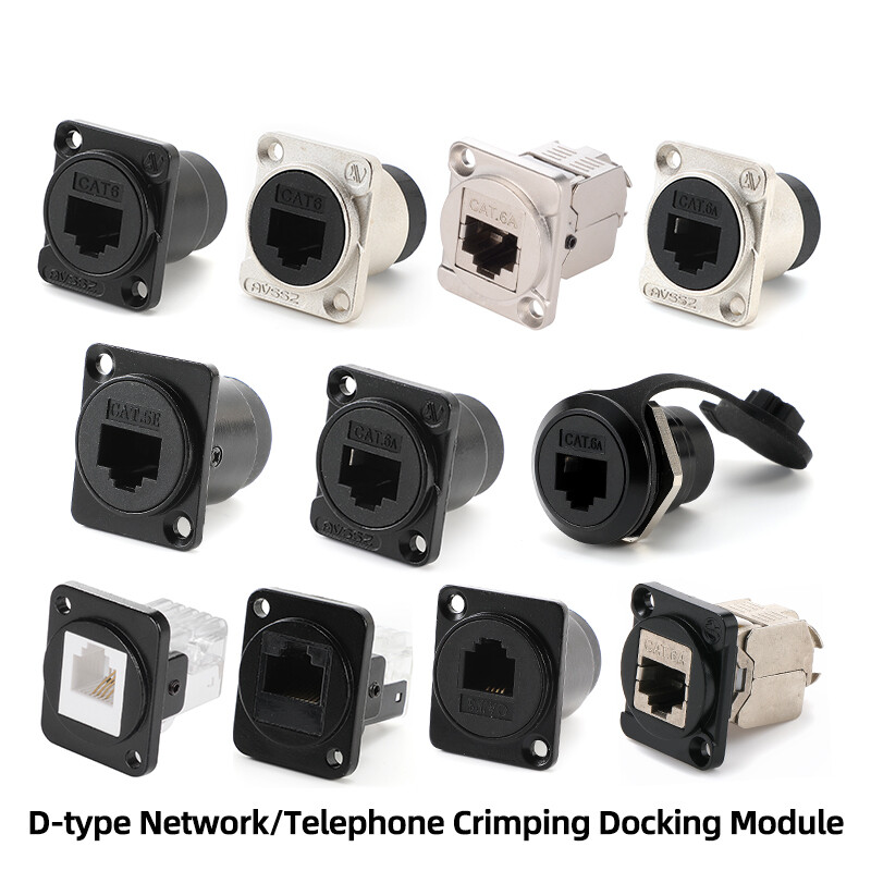 1pcs RJ45 Network Connetor CAT5E CAT6A Round D Type Crimping Docking RJ11 Socket