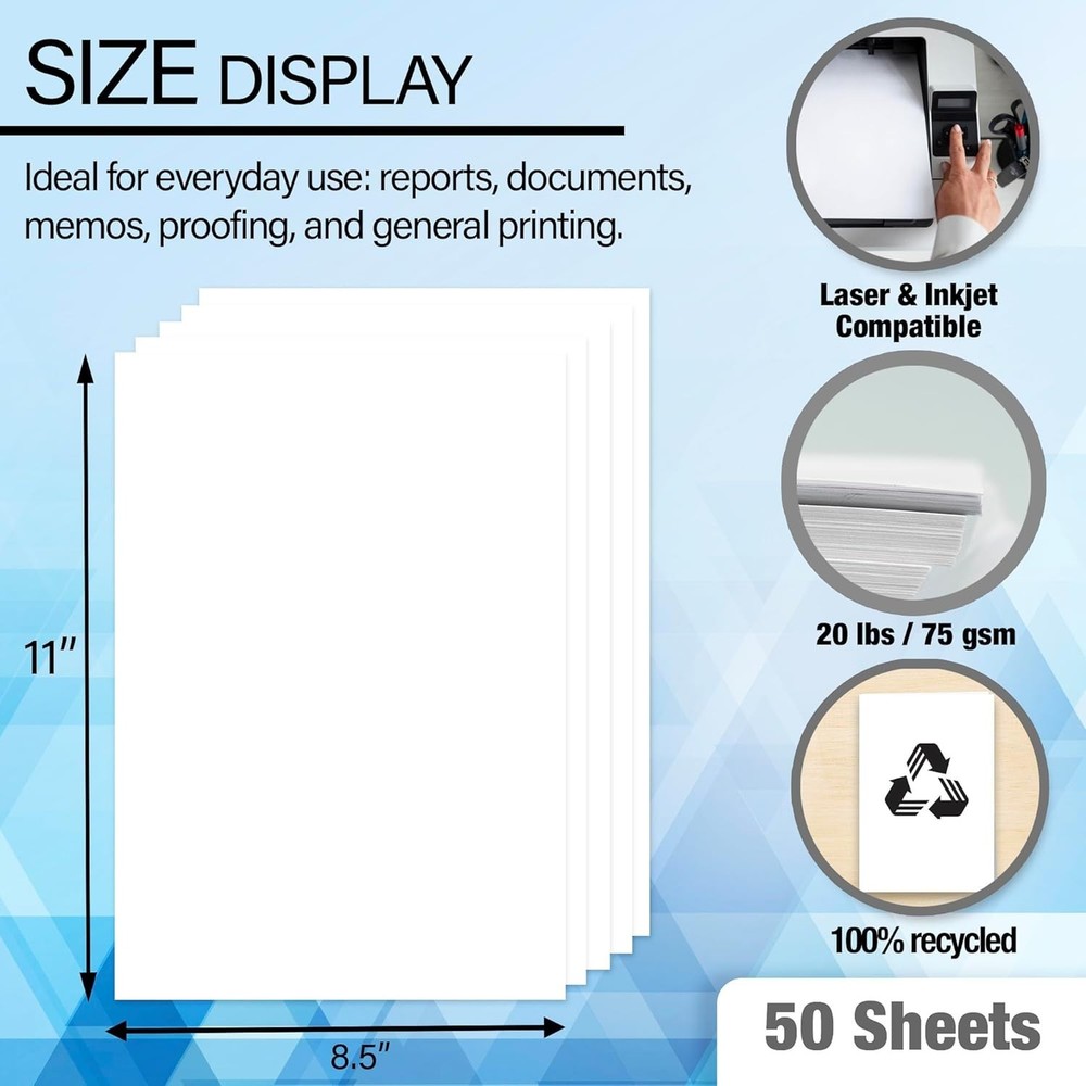 Biodegradable 50 Sheet Multipurpose Printer Paper – Ideal for Reports & Memos