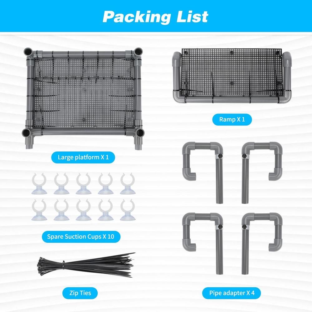 Extra Large Hanging Turtle Basking Platform, 13.4"-19″ Wider Turtle Dock with...