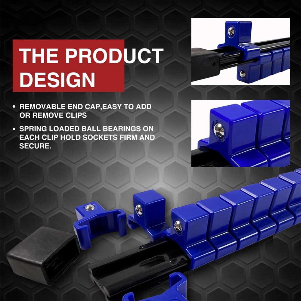 Socket Organizer Mountable Sliding Holder Tool Rail Rack Storage 1/4" 3/8" 1/2"