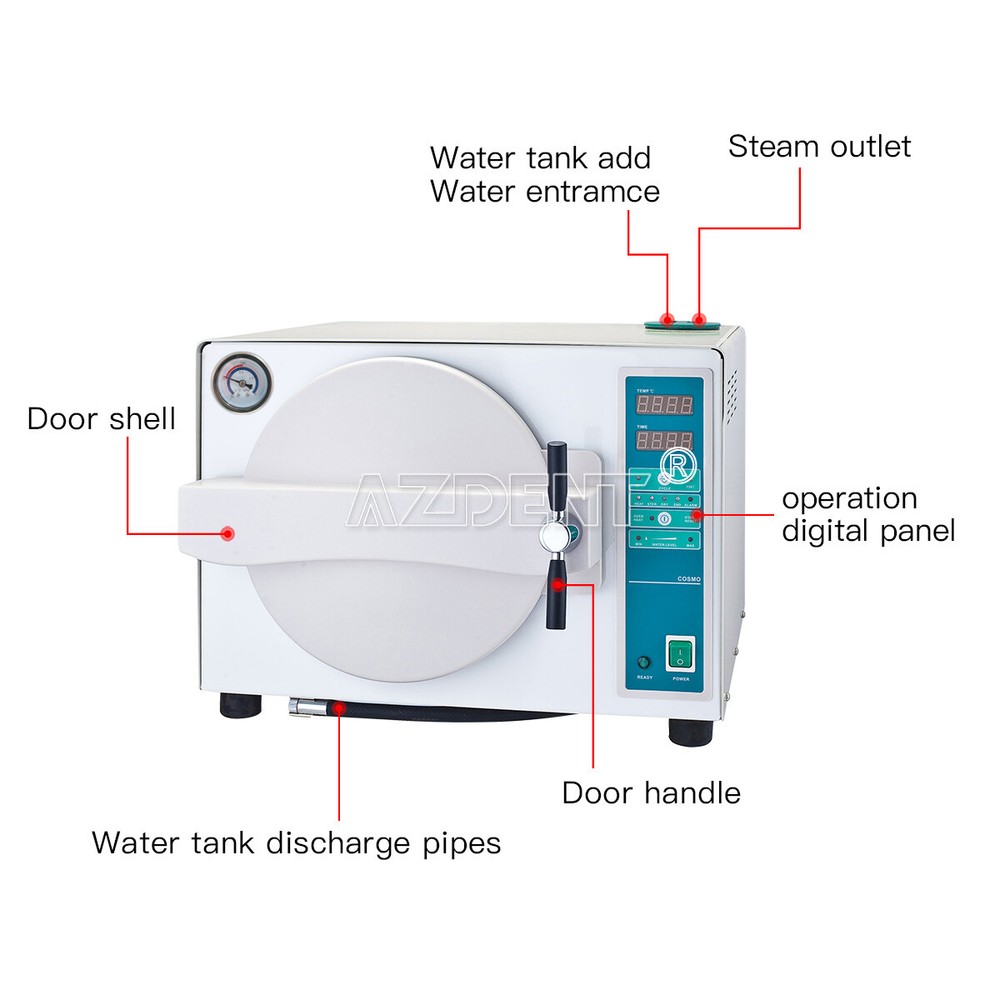 18L Dental Autoclave Sterilizer Automatic Steam Sterilization Drying Function US