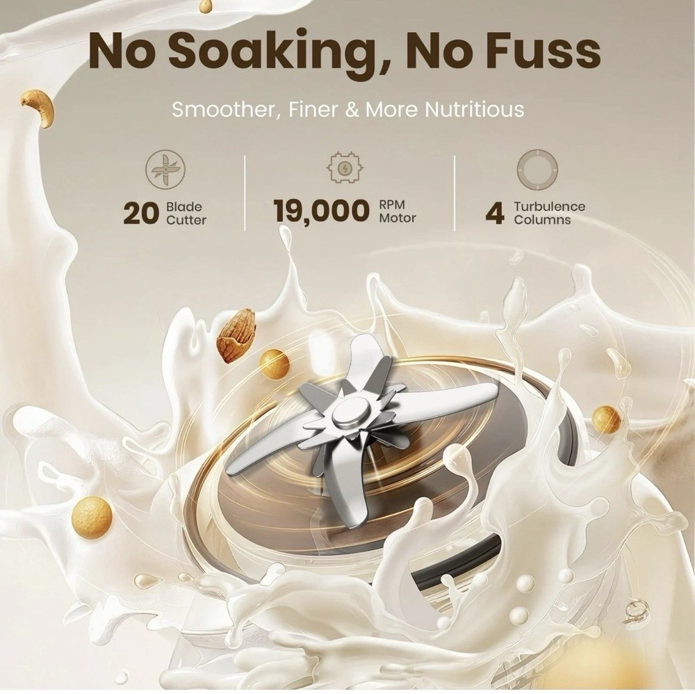50oz Nut Milk Maker, Hot Food Processor, High-Speed Blender