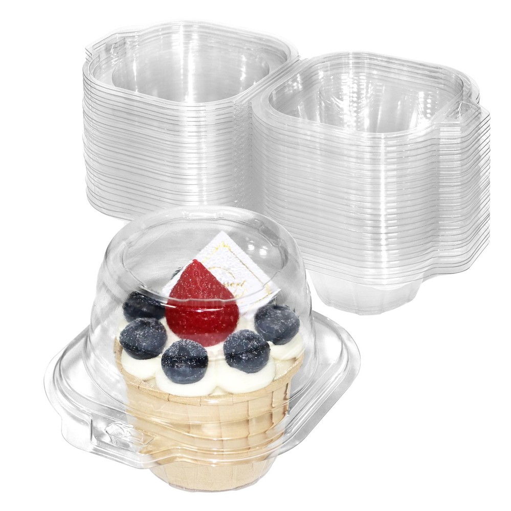 100 Pack Individual Cupcake Containers, Plastic Cupcake Boxes with Lids, Stac...