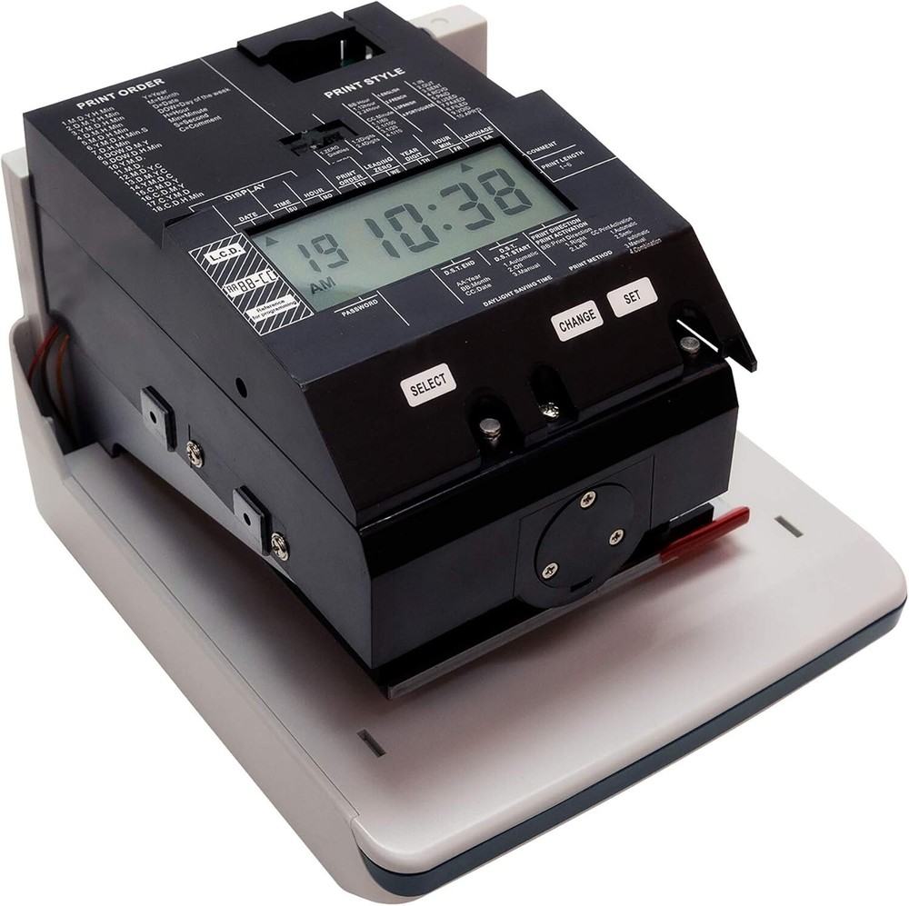 Digital Time Clock Plastic Compact System for Employee Tracking & Stamping