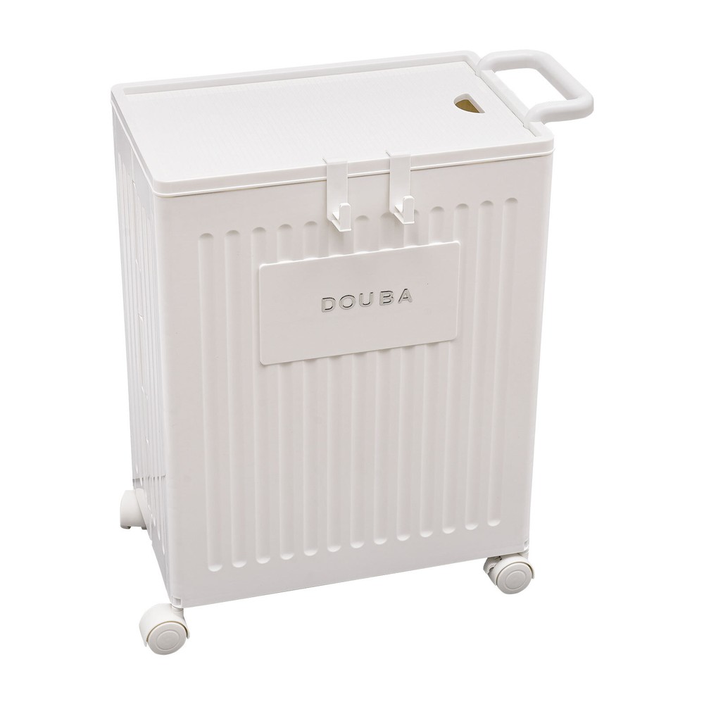 White Collapsible Storage Box with Lid & Wheels - Versatile Organizer