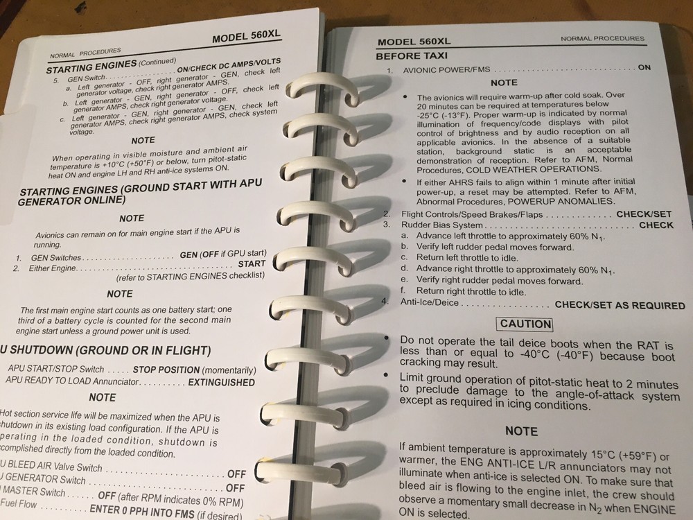 Cessna Citation Excel 560XL Pilot's Normal Procedures Checklist