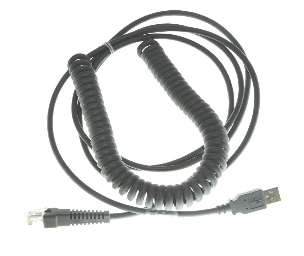 15FT USB Laser Barcode Scanner Coiled Cable for Symbol LS2208 / CBA-U09-C15ZAR