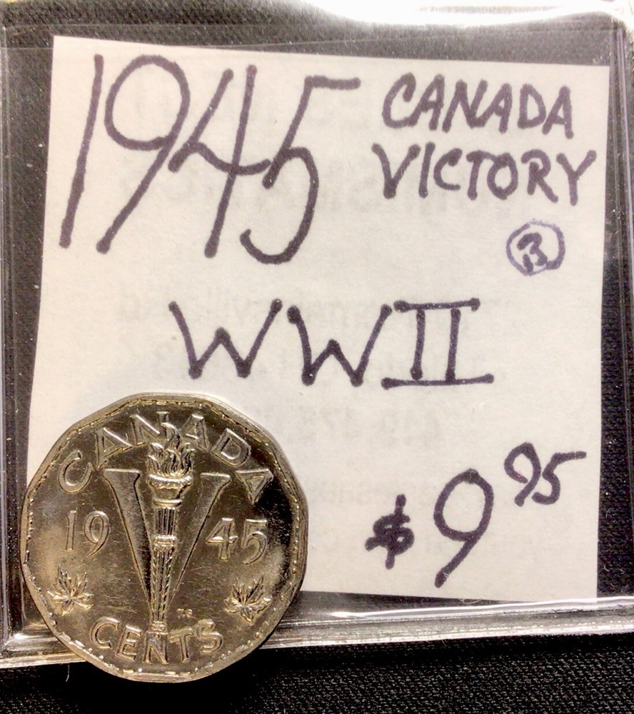 1945 Canada Victory 5 Cent Coin WWII. ENN Coins
