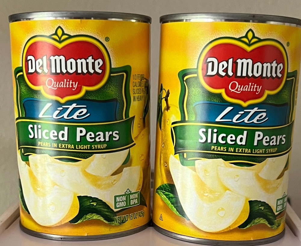 Del Monte Lite Sliced Pears Fruit-15 oz Can-2 Count