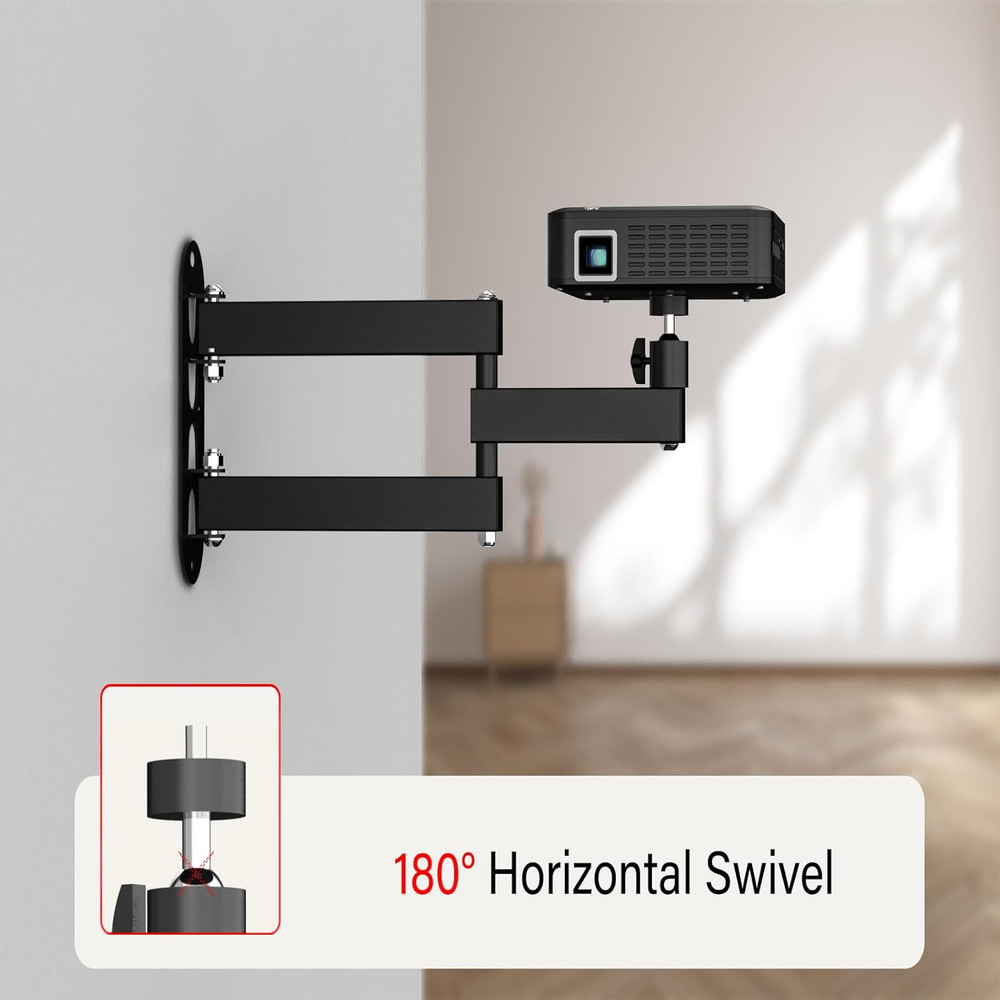 Universal Projector Wall Mount - 360° Rotation & Adjustable Tilt, Fits 1/4" S...