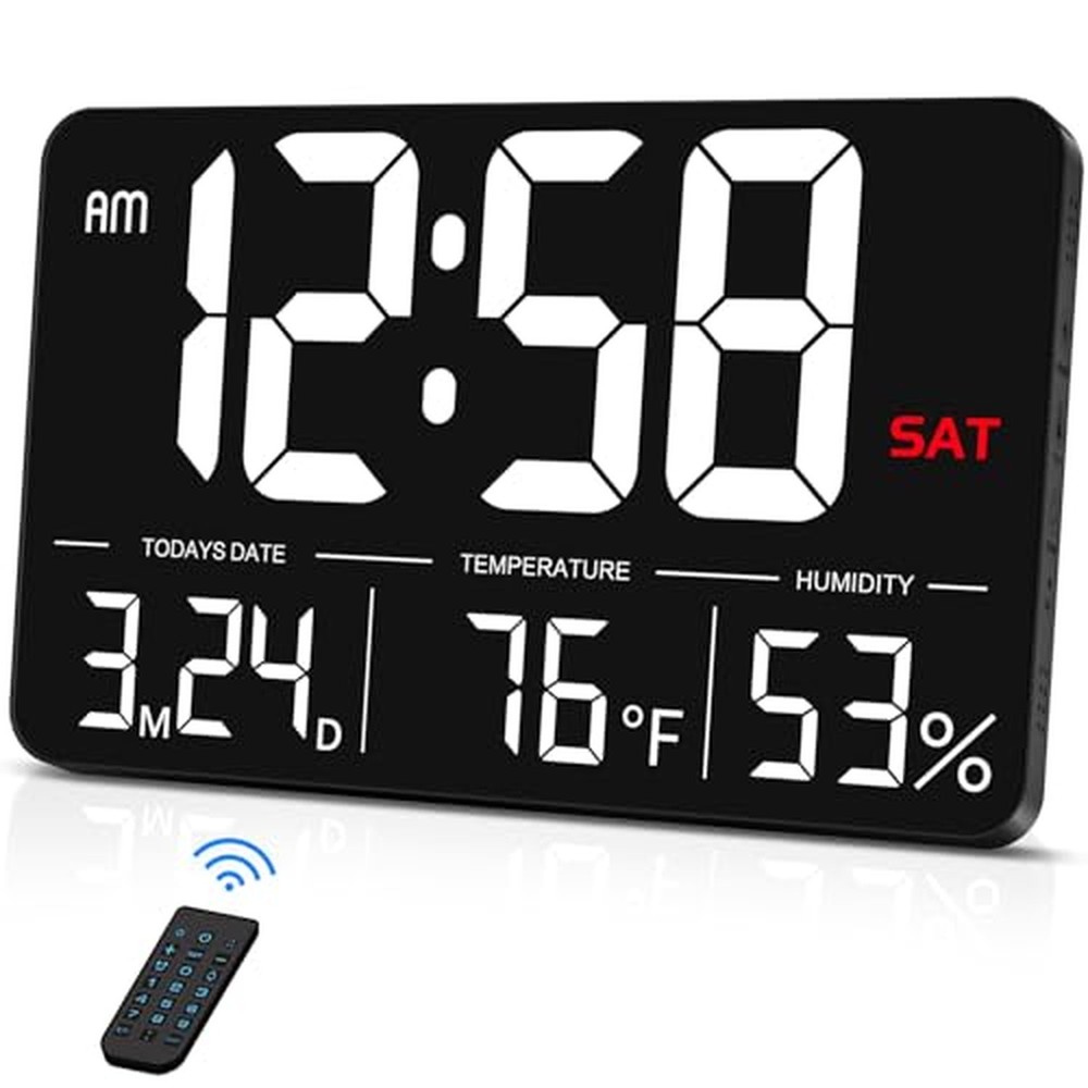 MASHI Digital Clock,13" Large Display Digital Wall Clock, Adjustable Brightne...