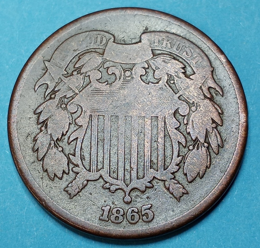 1865 18/18 "Plain 5" VP-011 2 Cent Piece - Higher Grade