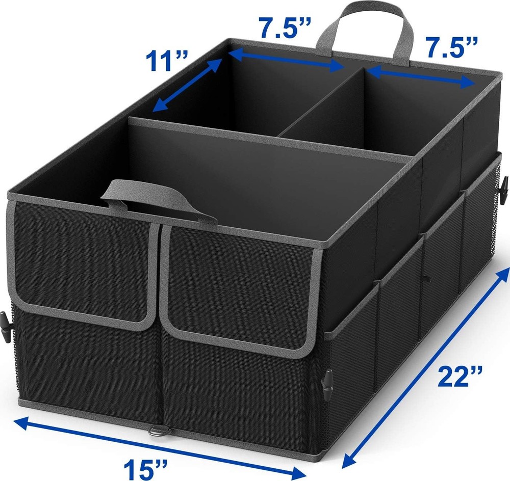 3-Compartment Cargo Trunk Storage Organizer